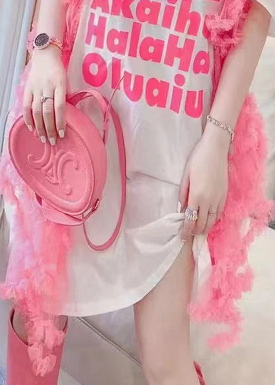Sexy White O-Neck Alphabet Tulle Patchwork Nail Bead Cotton Mid Dress Summer - Image 5