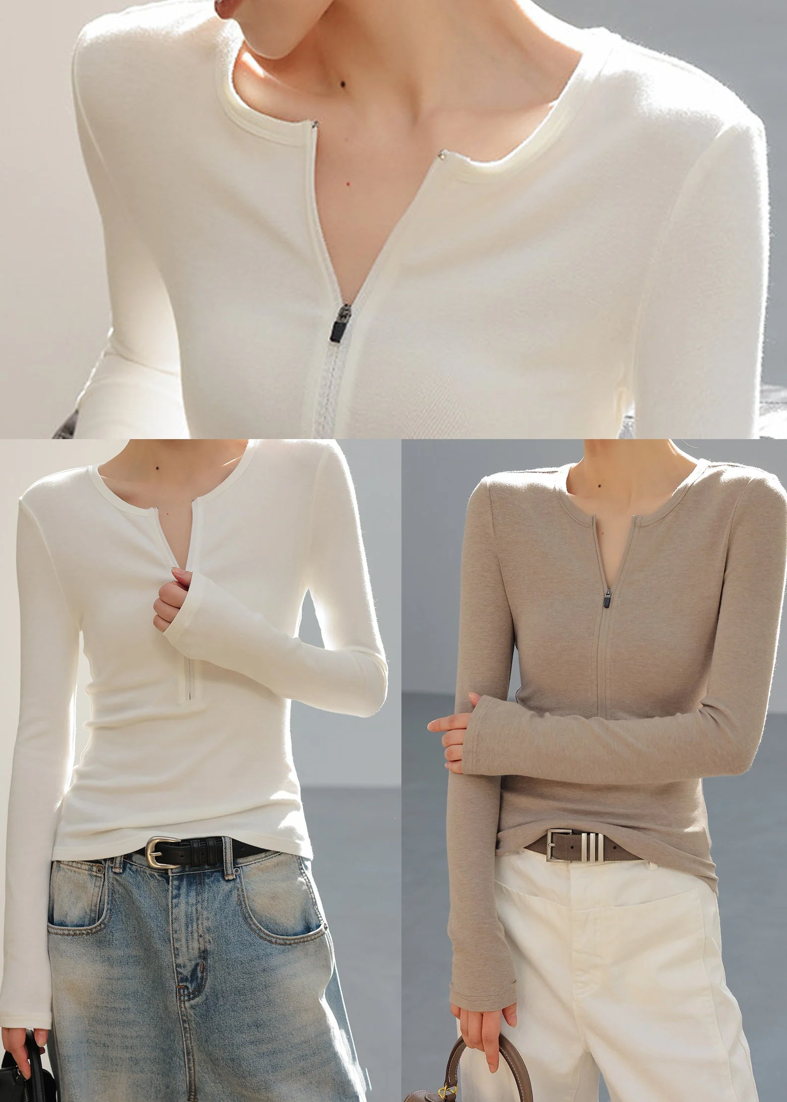 Silm Fit Khaki Cotton Top Zip Up Spring - Image 5