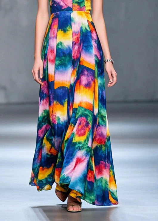 Silm Fit V Neck Print Chiffon Cami Dress Summer - Image 4