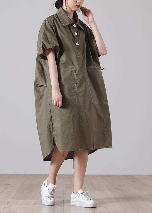 Simple Black Pockets Cotton long shirts Summer Dress - Image 2