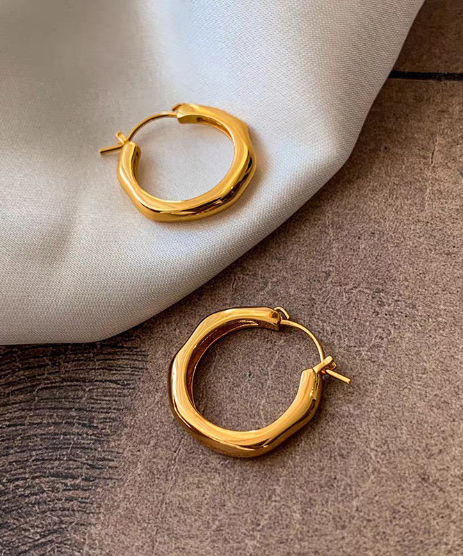 Simple Gold Metal Overgild Hoop Earrings - Image 4
