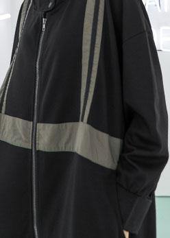 Simple gray green hooded cotton Tunics zippered fall Dresses - Image 5