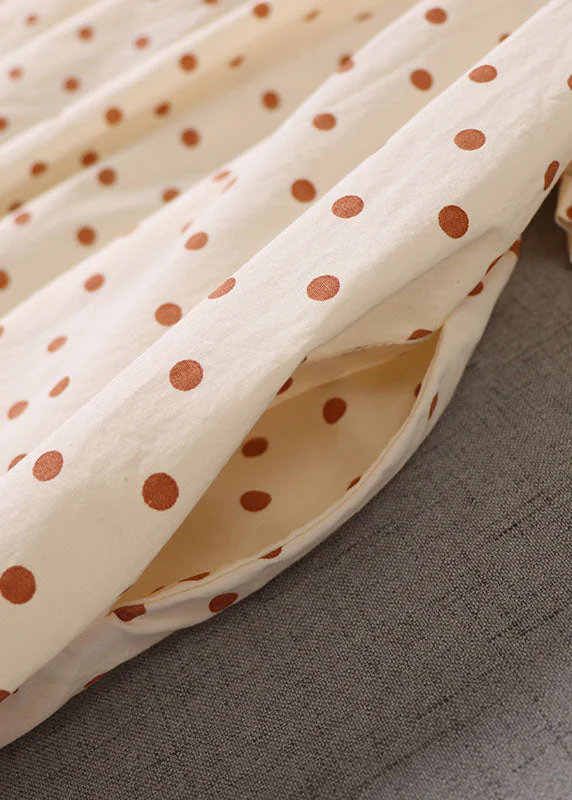 Simple Orange Dot Print Cotton Dresses Short Sleeve - Image 5