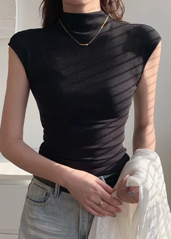 Simple Purple Hign Neck Short Sleeve Yoga Top - Image 3