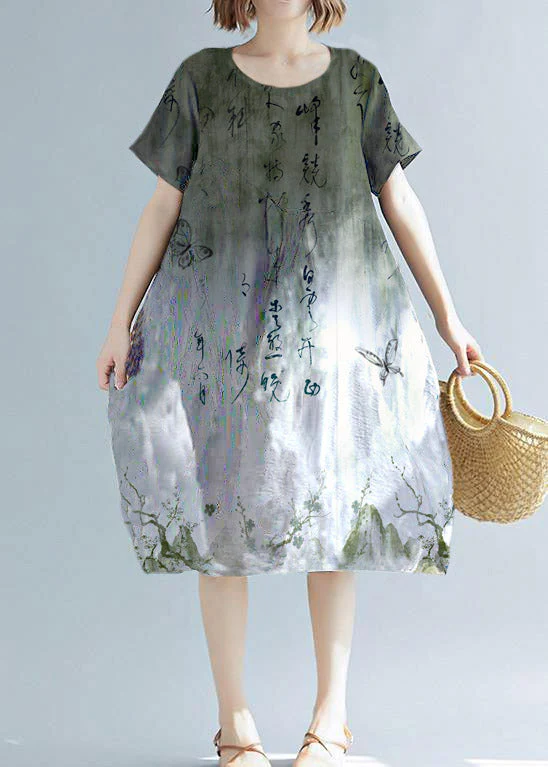 Simple red cashew nuts cotton linen Tunics wild daily summer Dress - Image 8