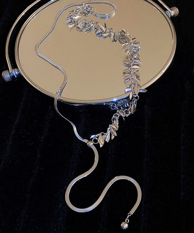 Simple Silk Alloy Sequins Patchwork Tassel Retractable Pendant Necklace - Image 4