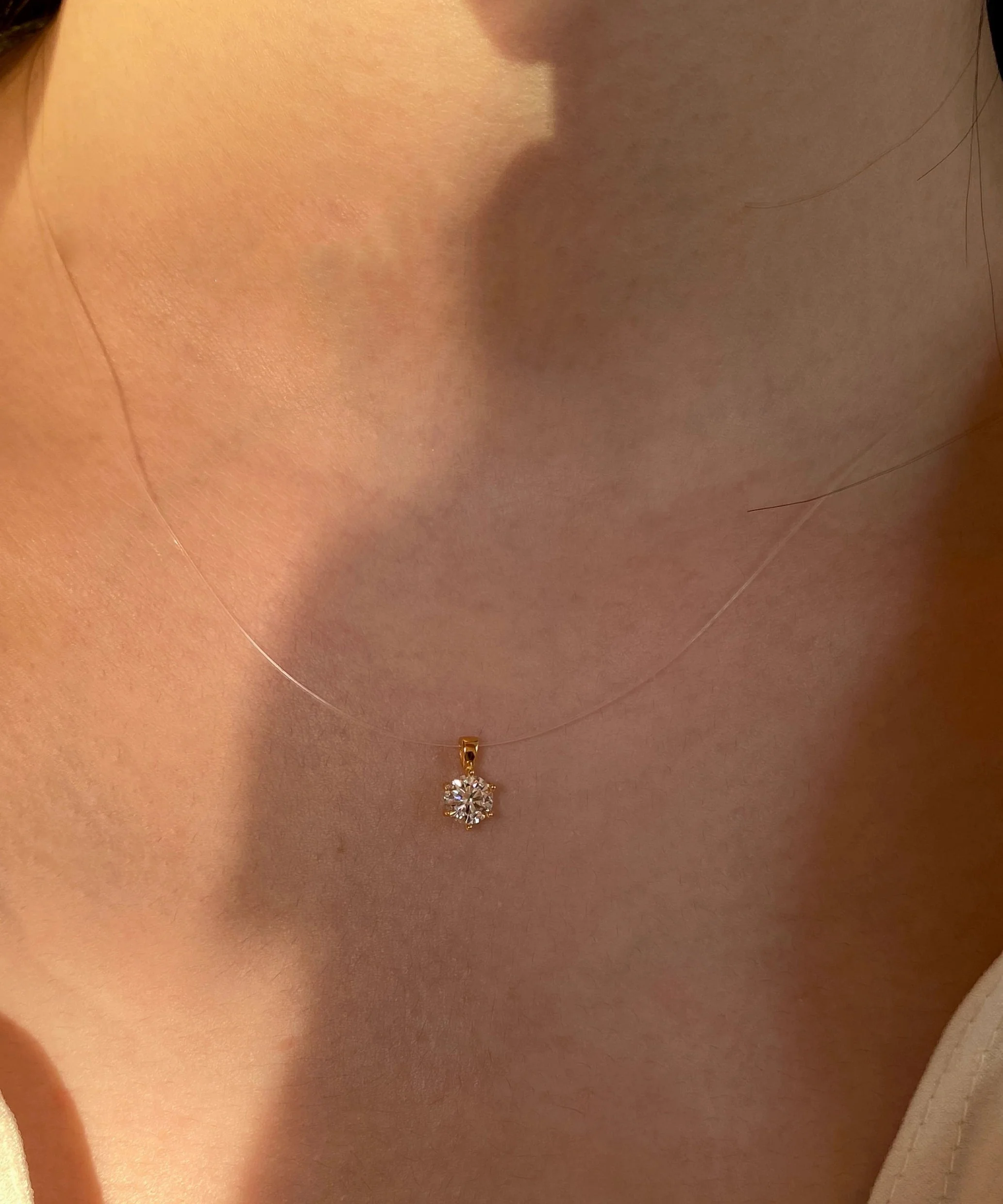 Simple Silk Zircon Mermaid's Tear Alloy Pendant Necklace - Image 3