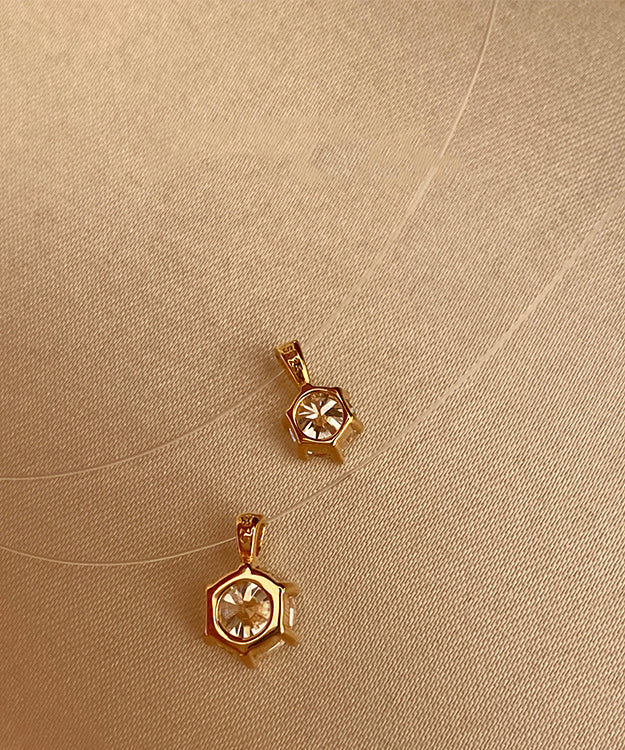Simple Silk Zircon Mermaid's Tear Alloy Pendant Necklace - Image 4