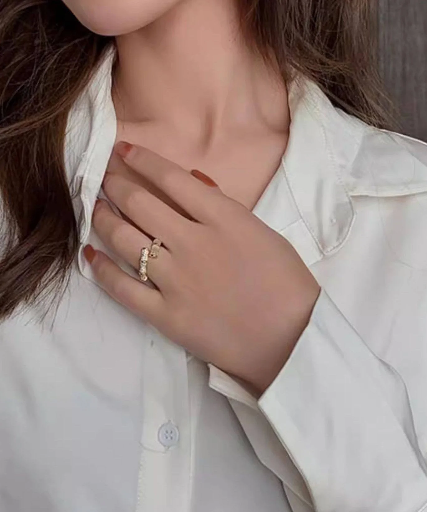 Simple Style Metal Bamboo Knot Zircon Rings - Image 4