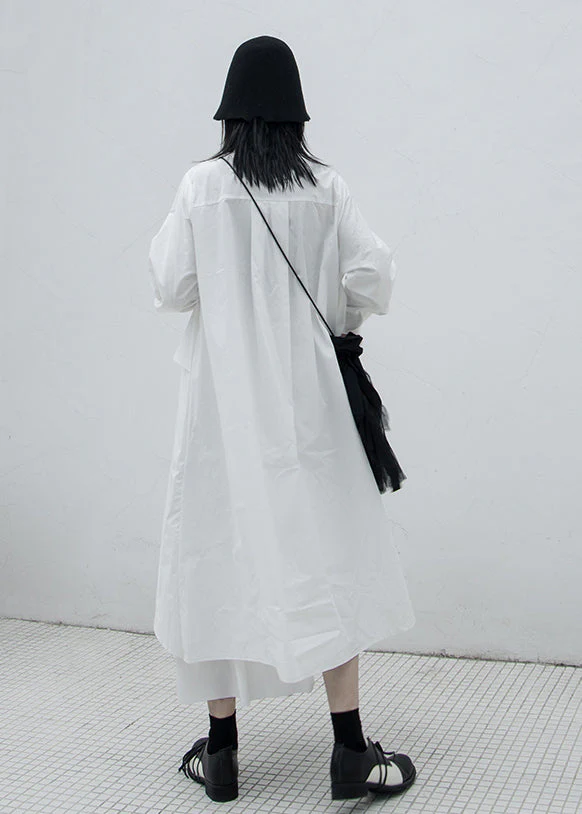 Simple White Asymmetrical Patchwork Cotton Vacation Dresses Spring - Image 5