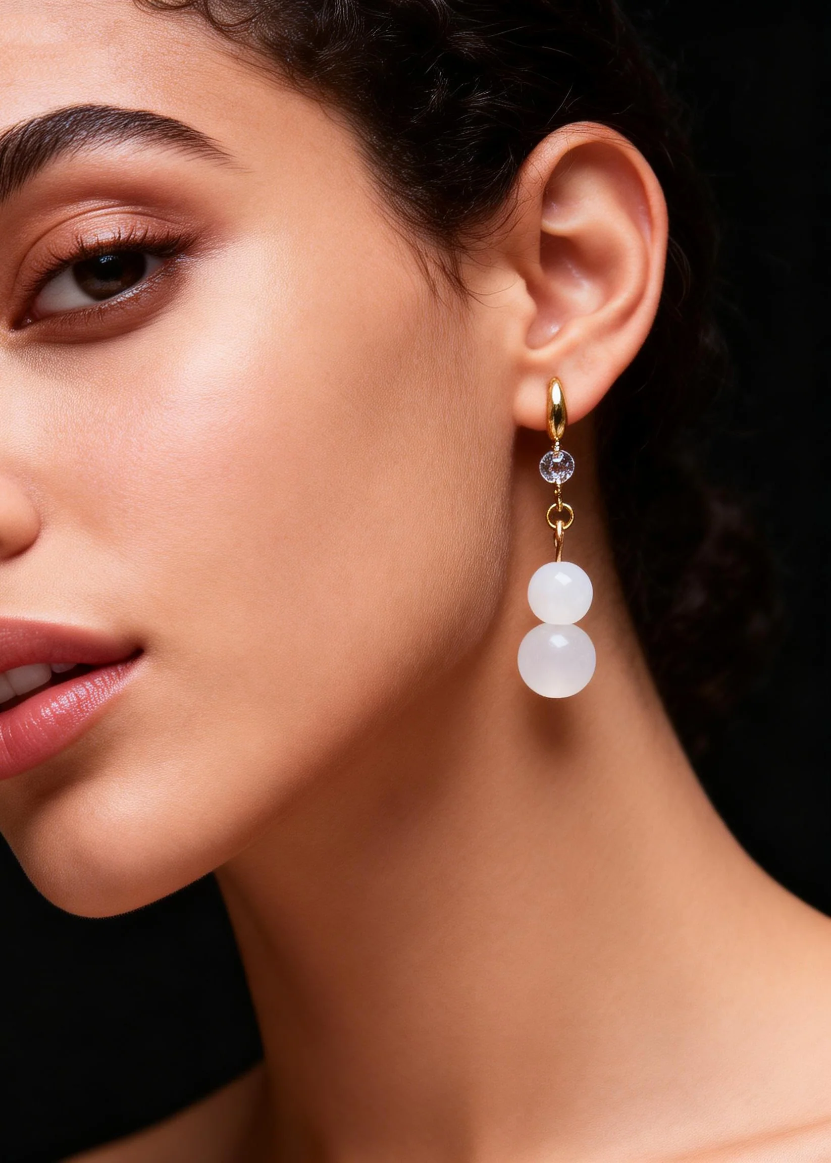 Simple White Jade Gourd Drop Earring