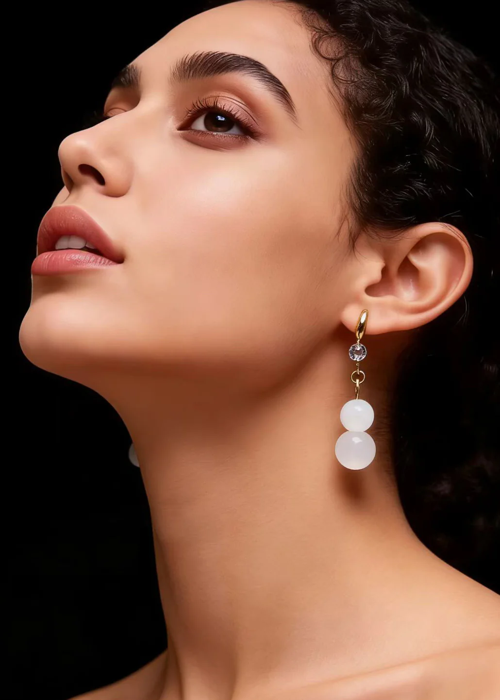 Simple White Jade Gourd Drop Earring - Image 4