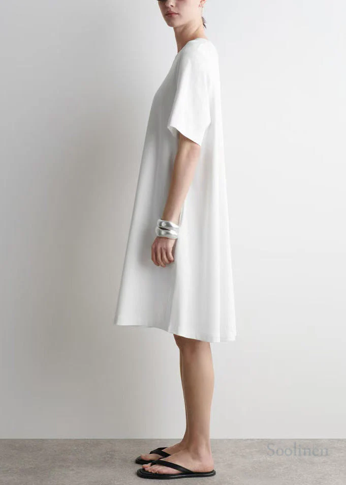 Simple White Oversized Cotton Day Dresses Summer - Image 3