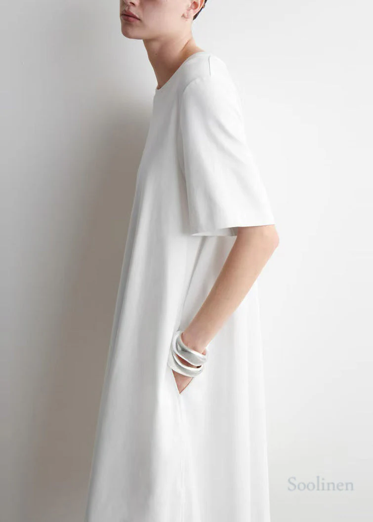 Simple White Oversized Cotton Day Dresses Summer - Image 4