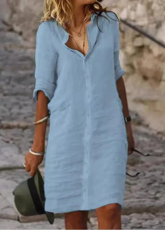 Simple White Oversized Linen Day Shirt Dress Summer - Image 2