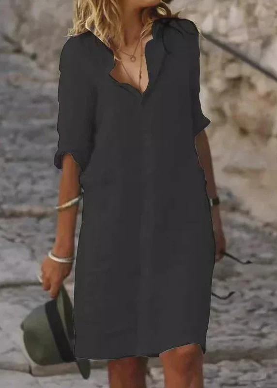 Simple White Oversized Linen Day Shirt Dress Summer - Image 3