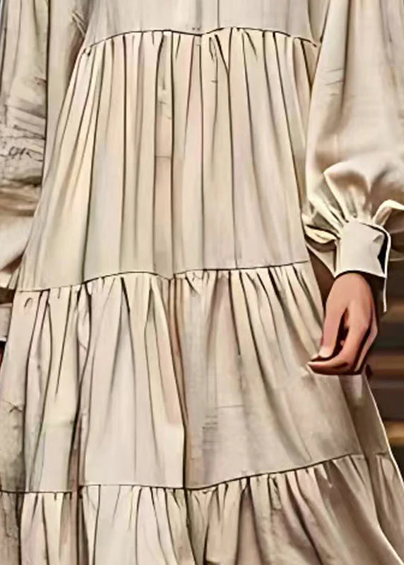 Simple White Oversized Wrinkled Extra Large Hem Linen Dresses Fall - Image 4