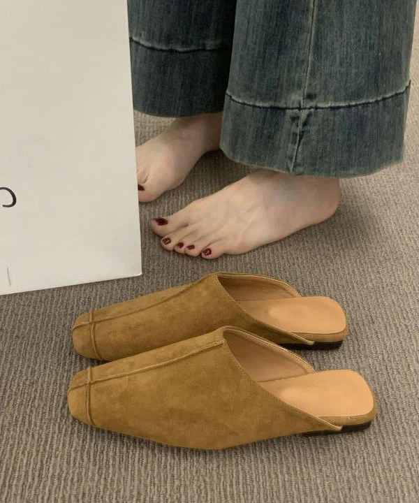 Simple Yellow Faux Leather Unique Flip Flops - Image 2