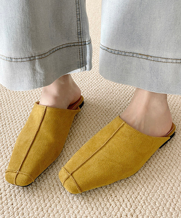 Simple Yellow Faux Leather Unique Flip Flops - Image 3