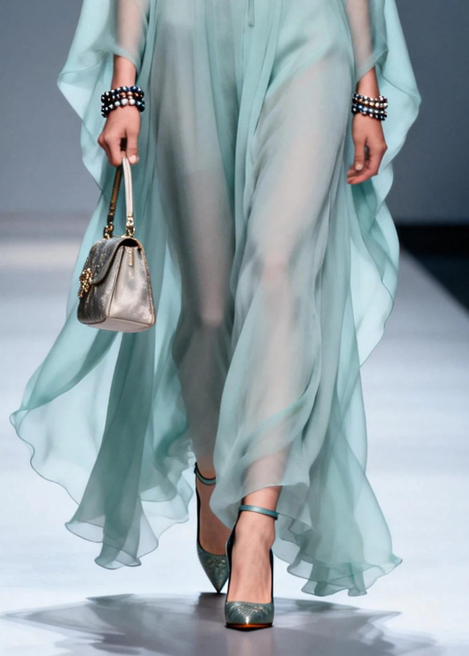 Sky Blue Print Chiffon A Line Dresses Oversized Summer - Image 4