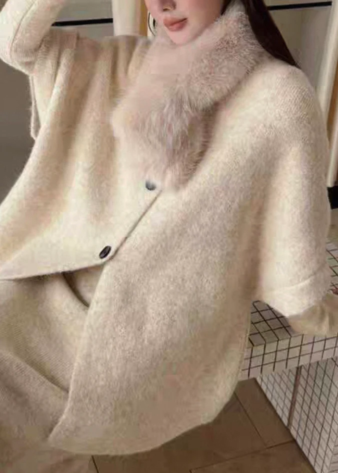 Slim Fit Beige Button Coat And Dresses Knit Three Piece Set Spring
