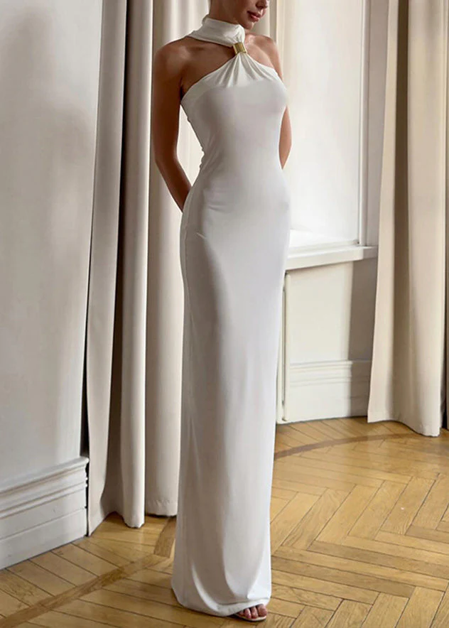 Slim Fit Black Turtleneck Side Open Cotton Long Dress Sleeveless - Image 2