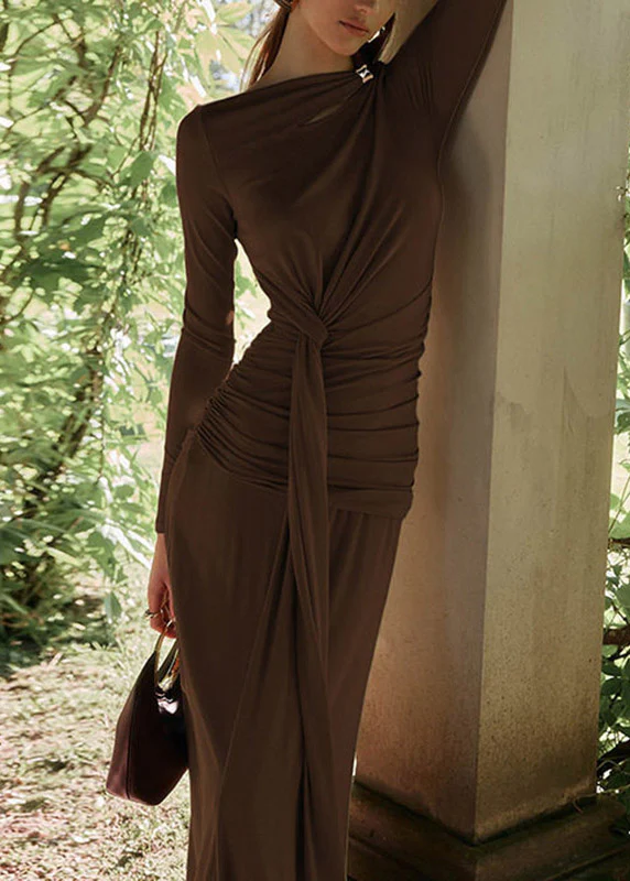 Slim Fit Blue Asymmetrical Tunic Long Dresses Fall - Image 2