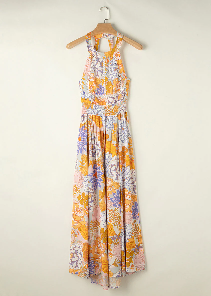 Slim Fit Colorblock Print Backless Tunic Maxi Dresses Sleeveless - Image 4