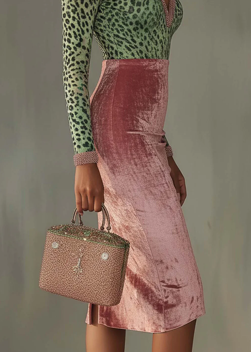 Slim Fit Colorblock V Neck Velour Dresses Spring - Image 5