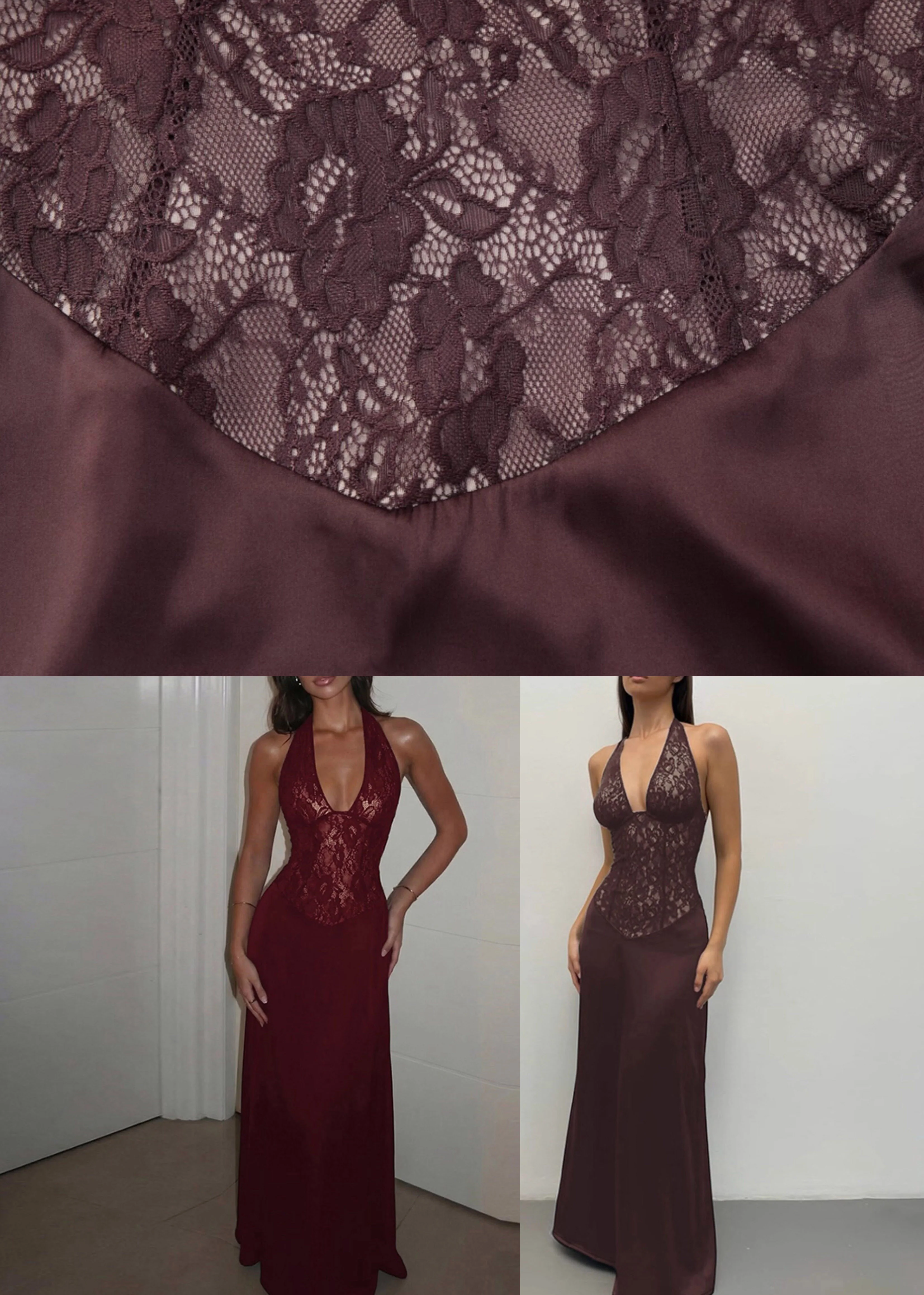 Slim Fit Mulberry Halter Button Maxi Dress Sleeveless - Image 5