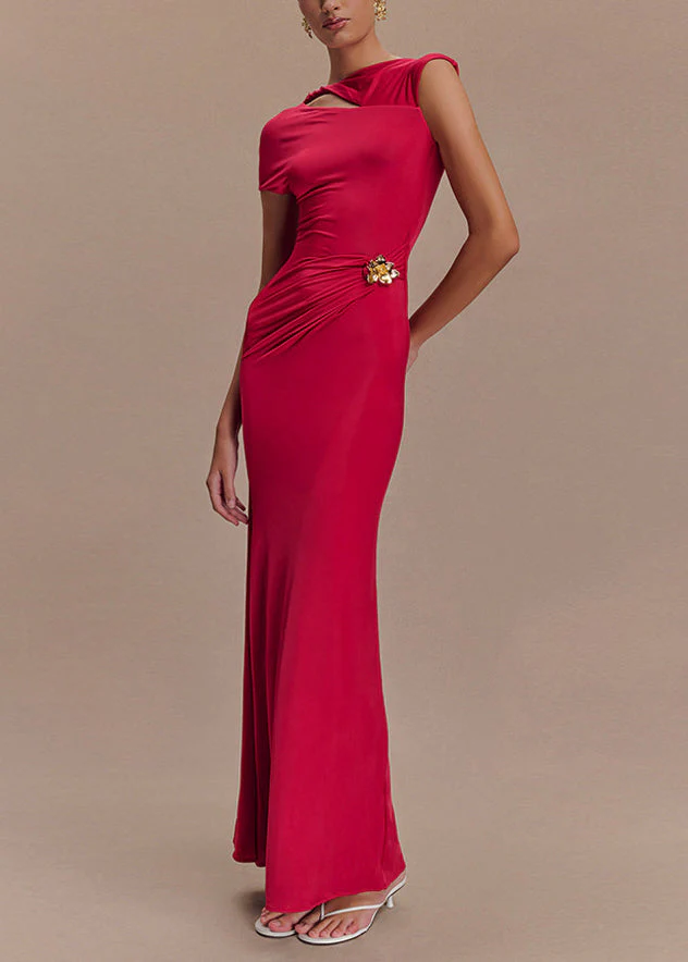 Slim Fit Rose Backless Original Design Cotton Maxi Dresses Summer - Image 4
