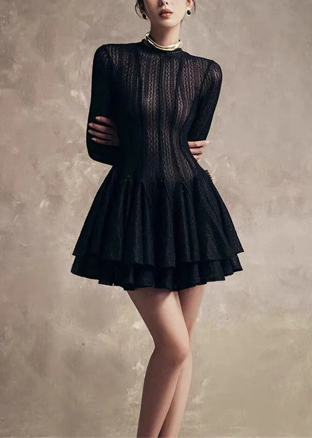 Slim Fit White Zippered High Waist Lace Mid Dress Fall