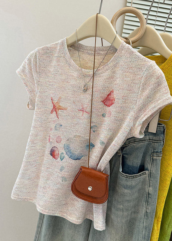 Slim Fit Yellow O-Neck Print T Shirt Summer - Image 3