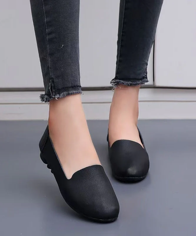 Soft Yellow Faux Leather Flat Shoes For Women - Image 3