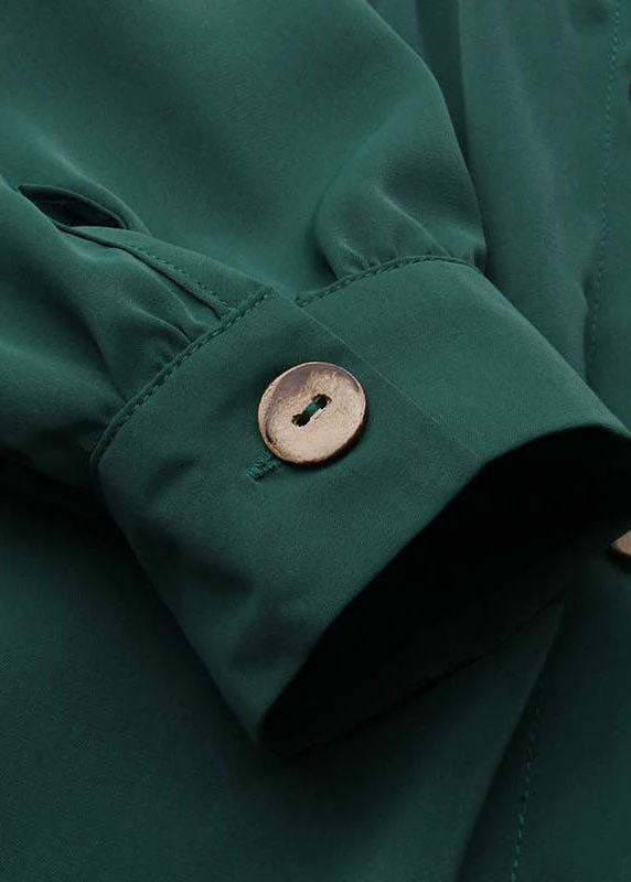 Solid Color Stand Collar Button Down Front Leisure Loose Maxi Dress with Side Pockets - Image 2