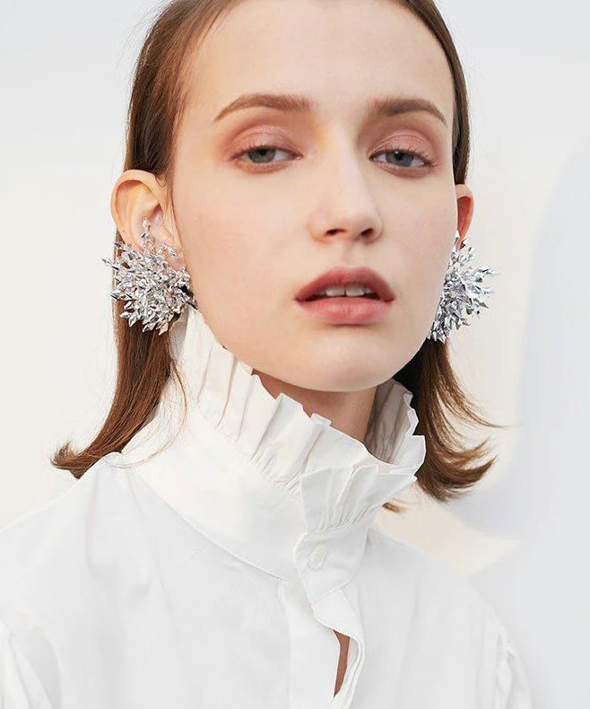 Sparkling Crystal Burst Statement Drop Earrings - Image 3