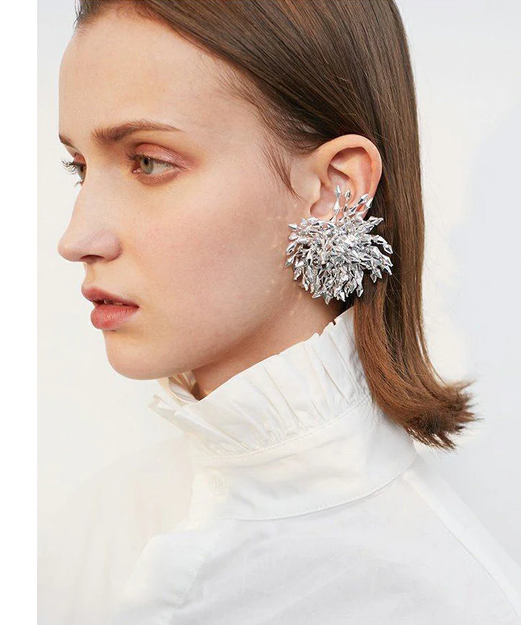 Sparkling Crystal Burst Statement Drop Earrings - Image 4