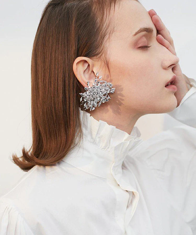 Sparkling Crystal Burst Statement Drop Earrings - Image 5