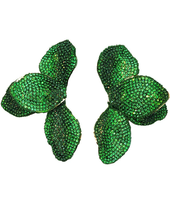 Sparkling Zircon Green Butterfly Dangle Earrings - Image 5