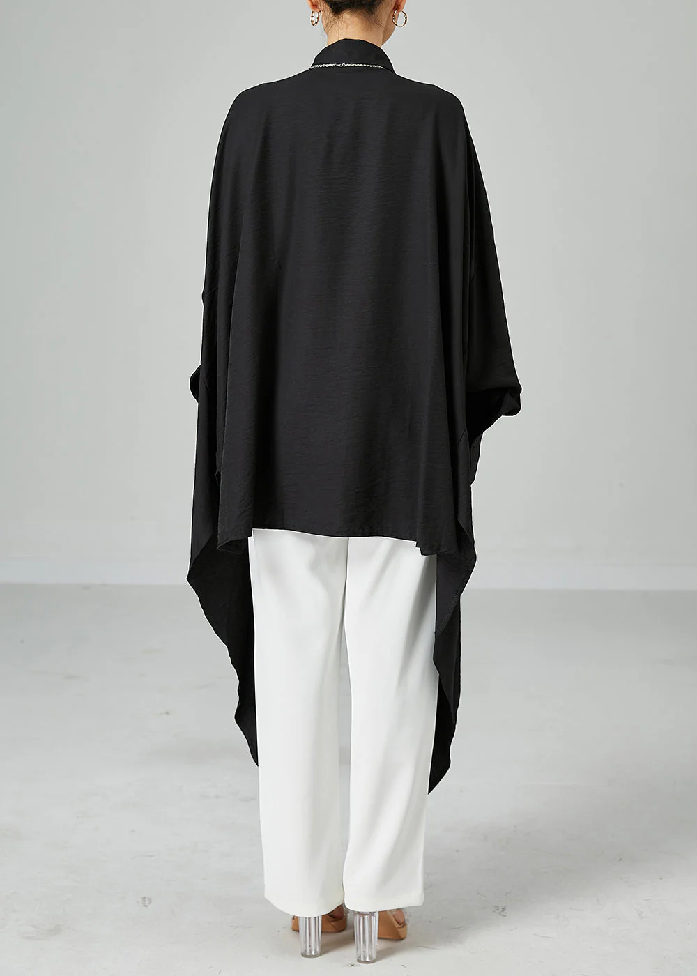 Style Black Asymmetrical Design Oversized Cotton A Line Dresses Summer - Image 4