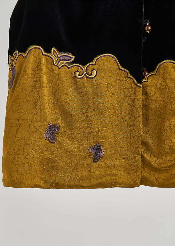Style Black Embroidered Patchwork Silk Velour Vests Sleeveless - Image 5