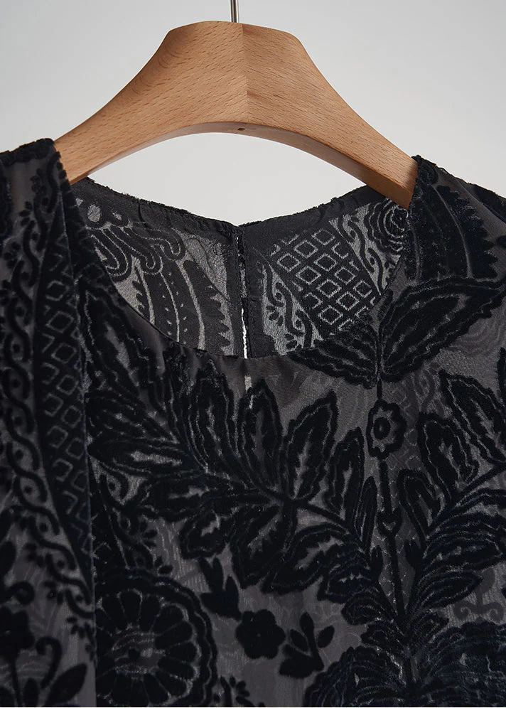 Style Black Oversized Jacquard Velvet Vests Sleeveless - Image 4