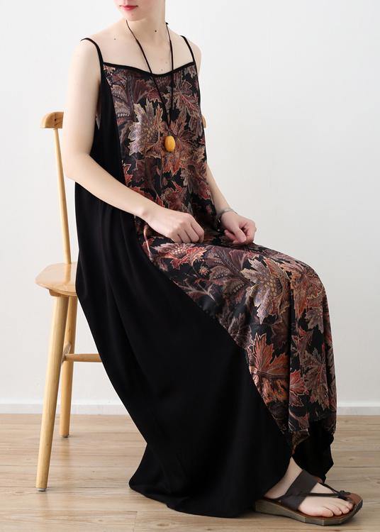 Style Black Patchwork Print A Line Camisole Sundress - Image 2