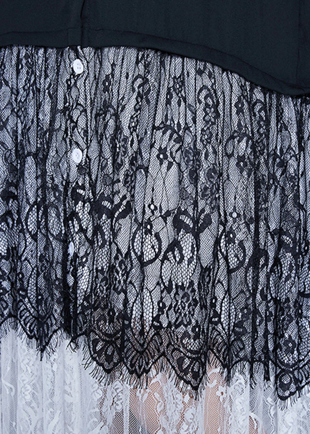 Style Black Peter Pan Collar Lace Patchwork Chiffon Long Dress Summer - Image 5