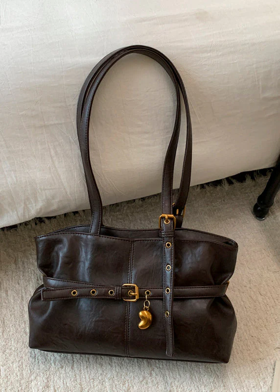 Style Black Solid Durable Faux Leather Women Shoulder Handbags - Image 4
