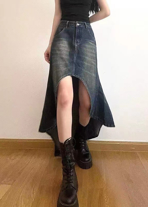 Style Blue Asymmetrical Design Denim Skirt Spring - Image 3