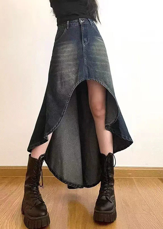 Style Blue Asymmetrical Design Denim Skirt Spring - Image 4
