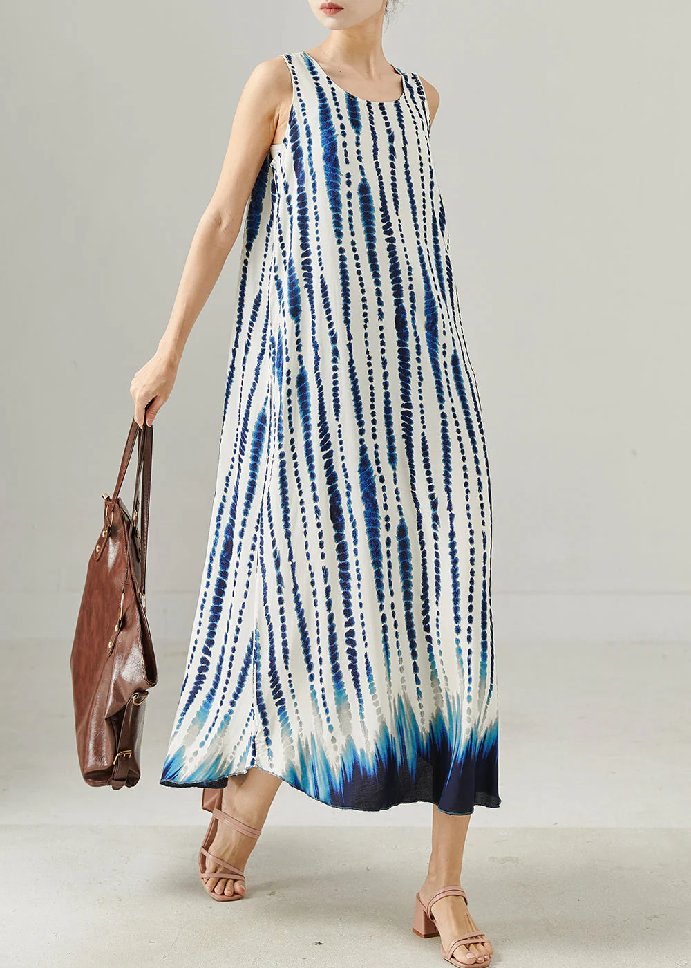 Style Blue Oversized Striped Cotton Dress Summer - Image 2