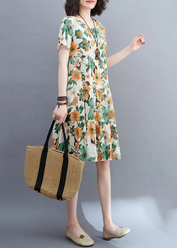 Style Colorblock Ruffled Patchwork Mid Dress Short Sleeve - Image 4