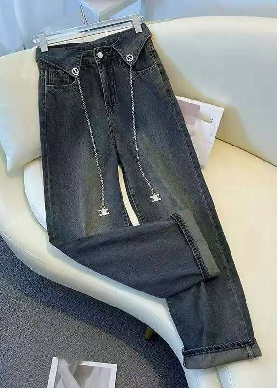 Style Dark Blue Pockets Patchwork Jeans Summer - Image 2